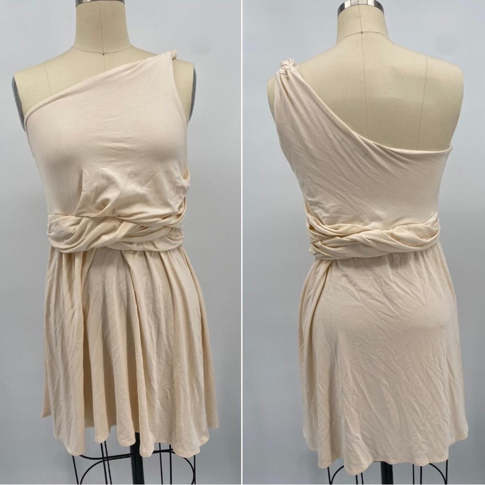 Tart Cream One Shoulder Stretchy Mini Dress Size Large